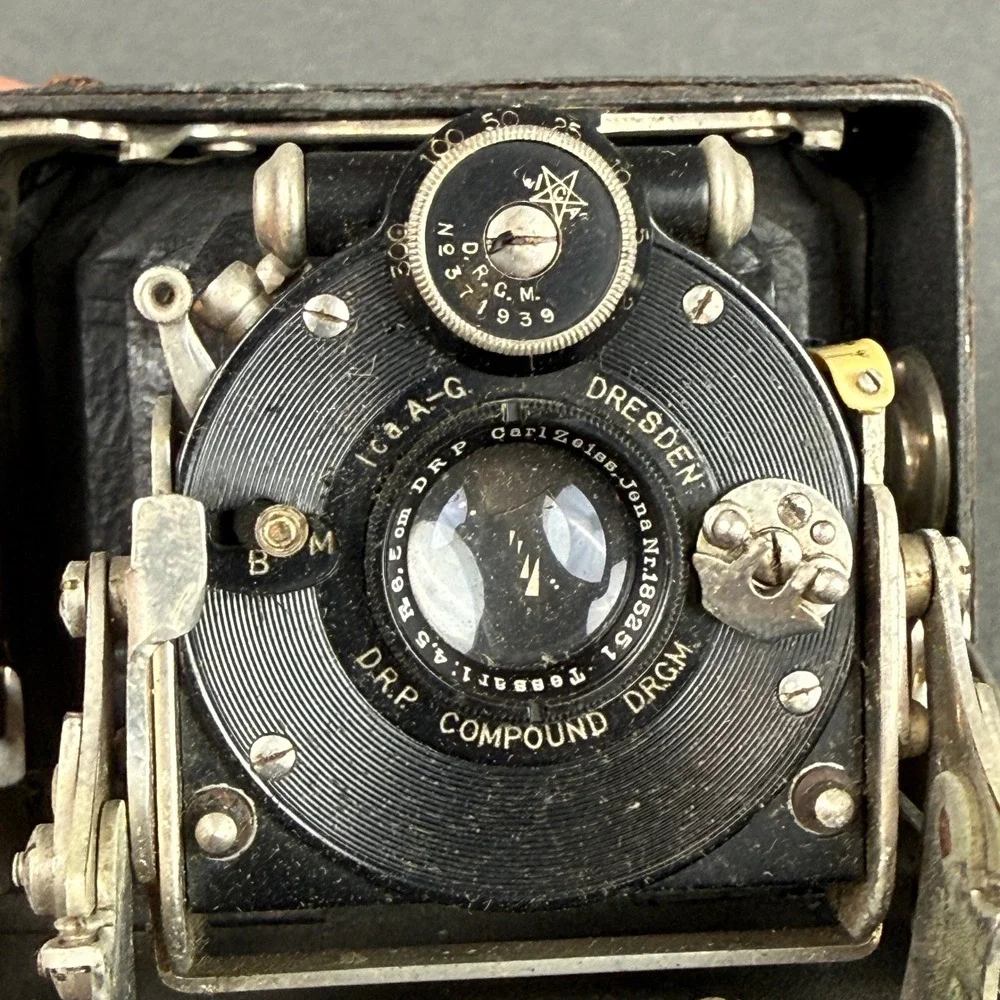 Vintage Ihagee Atom Folding Camera Carl Zeiss Tessar 6.5cm f/4.5 Working